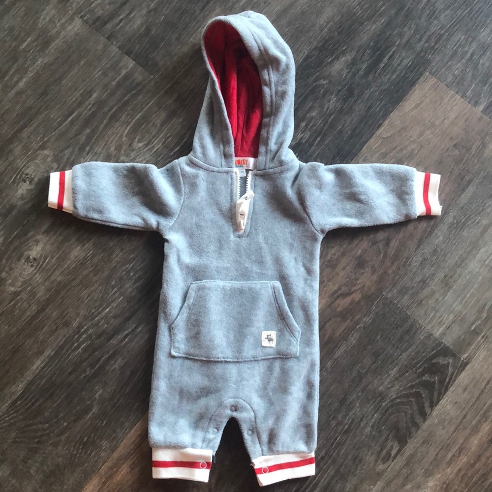 Monkey Bars Hooded Fleece Onesie Sz 0-3 months